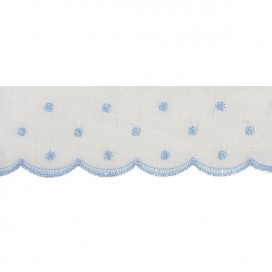BRODERIE ANGLAISE  LACE WITH POLKA DOT - SKY BLUE