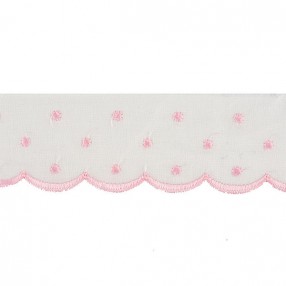 BRODERIE ANGLAISE  LACE WITH POLKA DOT - PINK