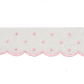 BRODERIE ANGLAISE  LACE WITH POLKA DOT - PINK