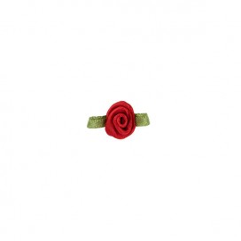 SMALL SATIN RIBBON ROSES - RED