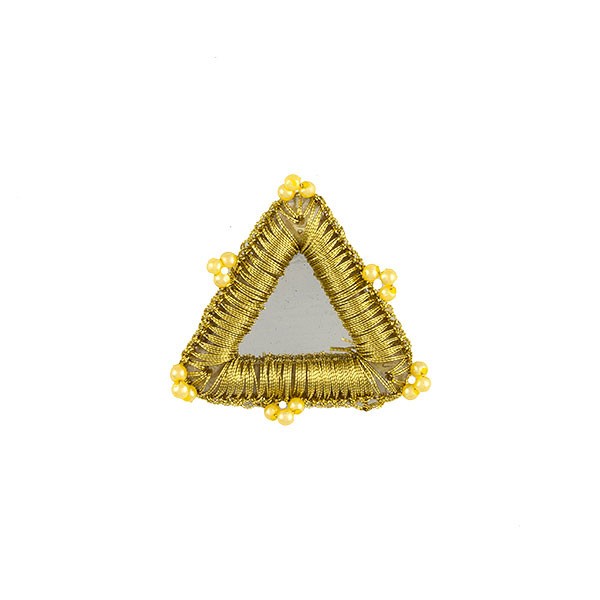 INDIA EMBROIDERED TRIANGLE MIRROR MOTIF - GOLD