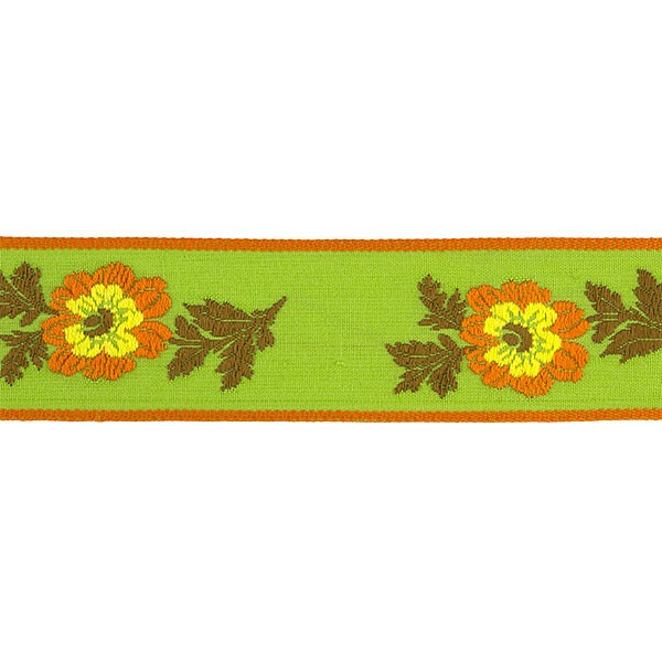 FLOWERS  JACQUARD TRIMMING 35MM - GREEN-YELLOW