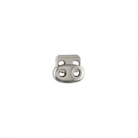 METAL CORD STOPPER DOUBLE WITH SPRING - SILVER