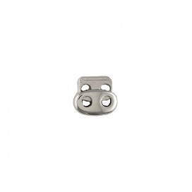 METAL CORD STOPPER DOUBLE WITH SPRING - SILVER