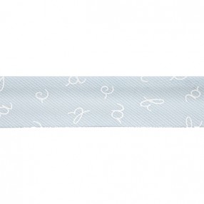 LETTERS PRINTED COTTON BIAS BINDING - SKY BLUE