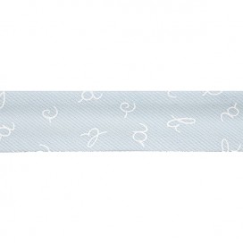 LETTERS PRINTED COTTON BIAS BINDING - SKY BLUE