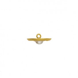 METAL SHANK BUTTON WITH PEARL - GOLD