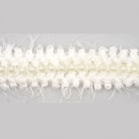 TRIMMING BRAID WITH ABS PEARL - WHITE