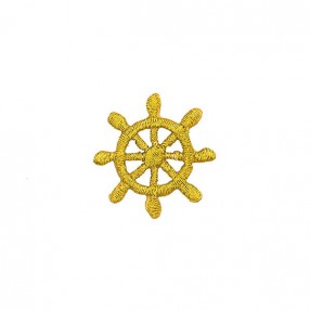 SHIP WHEEL EMBROIDERED MOTIF IRON-ON - GOLD