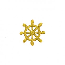 SHIP WHEEL EMBROIDERED MOTIF IRON-ON - GOLD