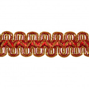 METALLIC BRAID TRIMMING WITH PAILLETTES - GOLD RED