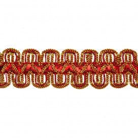 METALLIC BRAID TRIMMING WITH PAILLETTES - GOLD RED