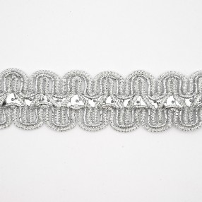 METALLIC BRAID TRIMMING WITH PAILLETTES - SILVER