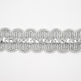 METALLIC BRAID TRIMMING WITH PAILLETTES - SILVER