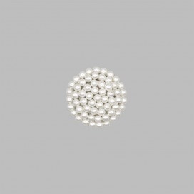 HAND BEADED BUTTON WITH BEADS -  WHITE