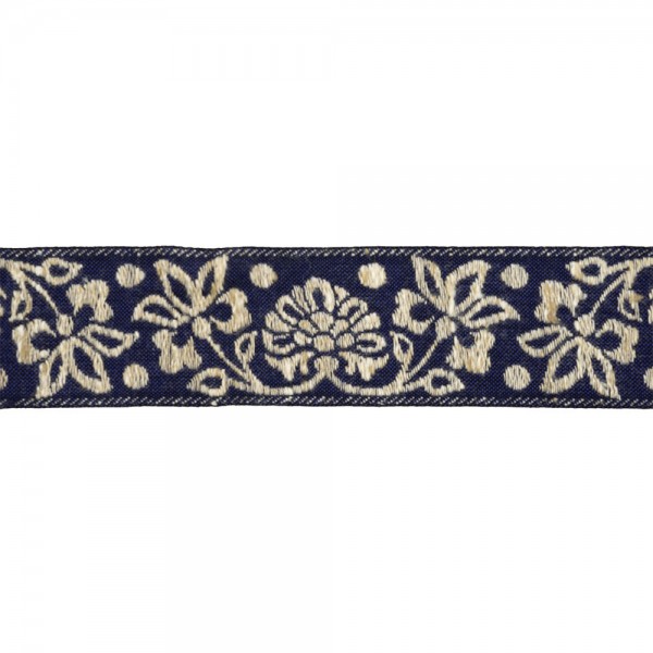 FLORAL EMBROIDERED JACQUARD TRIMMING - MIX BLUE
