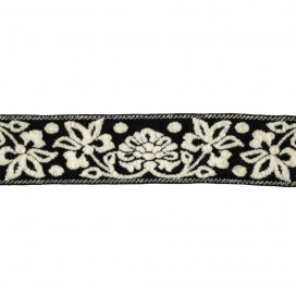 FLORAL EMBROIDERED JACQUARD TRIMMING - MIX BLACK
