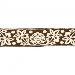 FLORAL EMBROIDERED JACQUARD TRIMMING - MIX BROWN