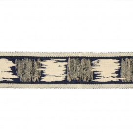 EMBROIDERED JACQUARD TRIMMING - BEIGE-BLUE