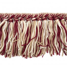 HAND KNITTED WOOL FRINGE - MIX BEIGE BORDEAUX WHITE