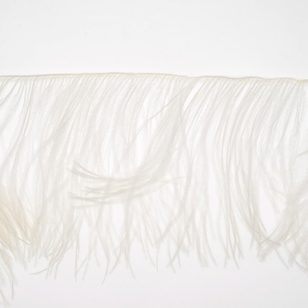 OSTRICH FEATHER FRINGE 150MM - OPTICAL WHITE