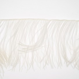 OSTRICH FEATHER FRINGE 150MM - OPTICAL WHITE