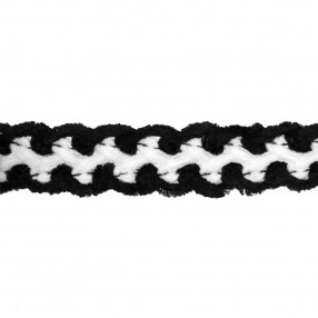 CHENILLE BRAID TRIMMING 20MM -BLACK-WHITE