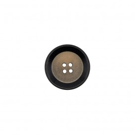 4-HOLE MATT BUTTON WITH POLISHED RIM - BROWN