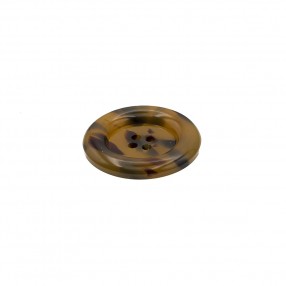 4-HOLES THICK EDGE POLISHED GALALITH BUTTON - DARK TORTOISE