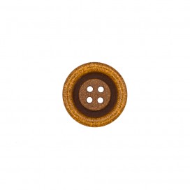 4 HOLE BUTTON WITH RIM - TOBACCO