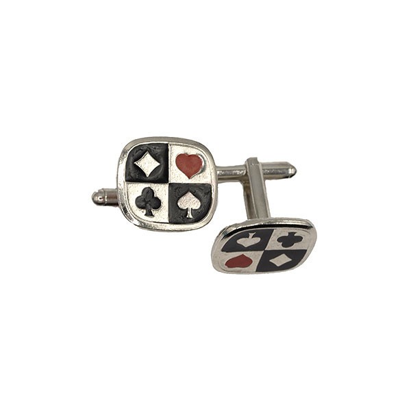 PLAYING CARDS METAL CUFFLINKS -SILVER 