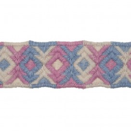 EMBROIDERED TRIMMING - BEIGE SKY BLUE PINK