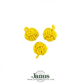 HAND BRAIDED KNOT BUTTON YELLOW 12MM