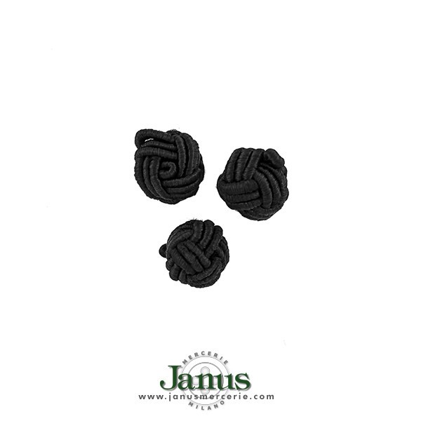 HAND BRAIDED KNOT BUTTON 12MM - BLACK
