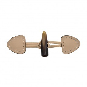 FAUX LEATHER FASTENING WITH RESIN TOGGLE - BEIGE