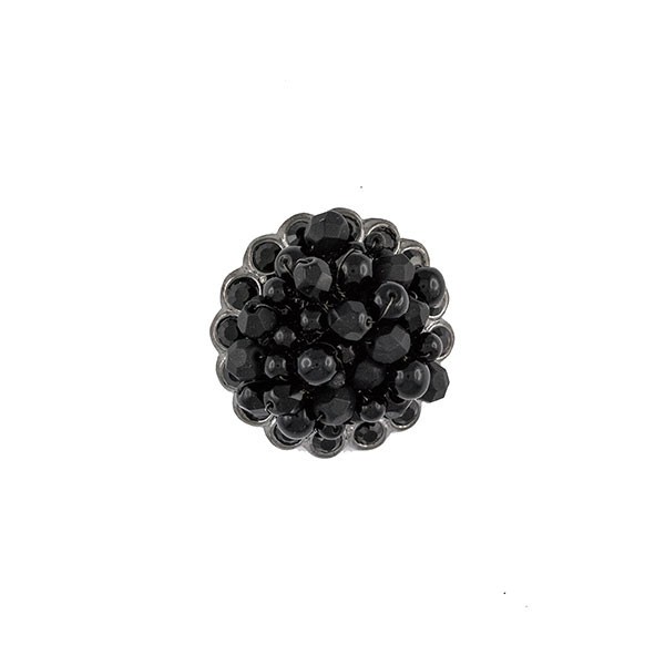 JEWEL BUTTON WITH BEADS AND RHINESTONE BLACK
