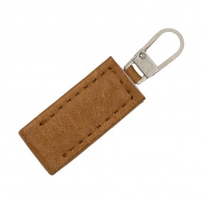 ZIP PULLER FAUX LEATHER - BROWN-SILVER