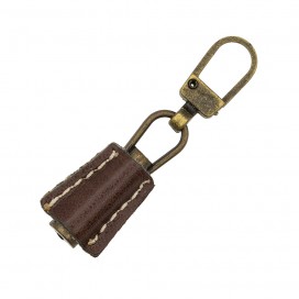 ZIP PULLER FAUX LEATHER - BROWN-BRONZE