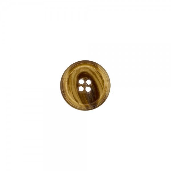 4-HOLES IMITATION HORN BUTTON WITH RIM - CHOCOLATE
