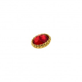 SHANK METAL BUTTON WITH RHINESTONE - RED
