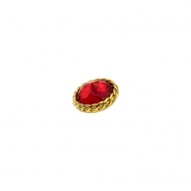 SHANK METAL BUTTON WITH RHINESTONE - RED
