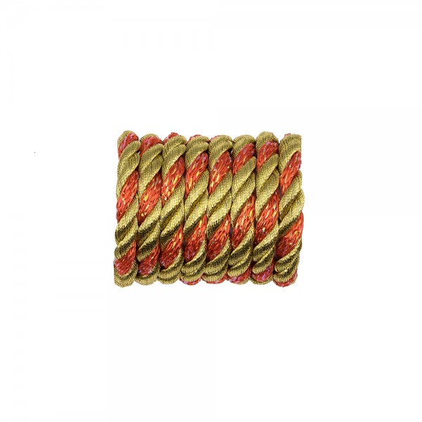 METALLIC TWISTED CORD - CORAL RED-GOLD