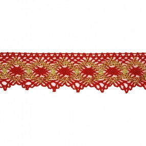 METALLIC AND COTTON LACE 45MM - RED-GOLD