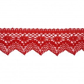 COTTON LACE BORDER 55MM - RED