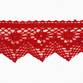 COTTON LACE BORDER 55MM - RED