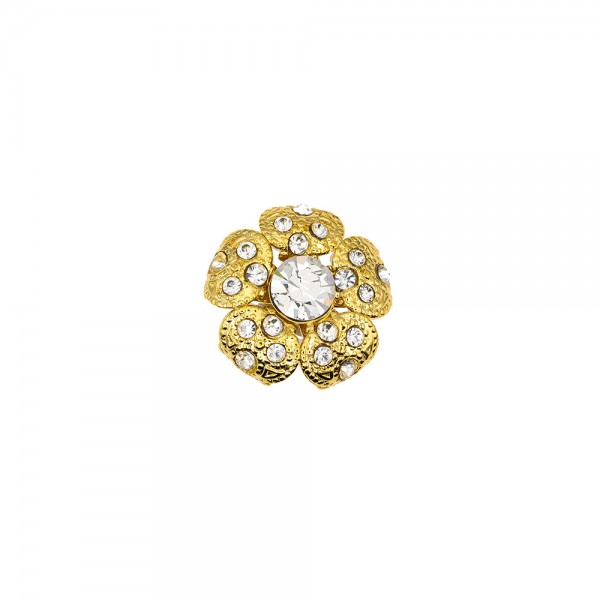 FLOWER SHANK BUTTON WITH STRASS - ORO CRYSTAL