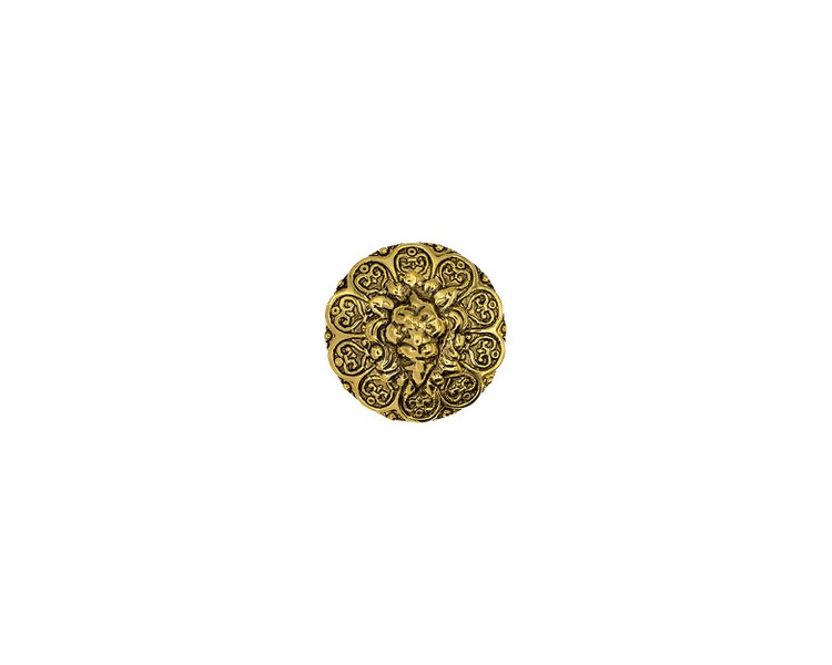LION HEAD METAL SHANK BUTTON WITH WREATH - GOLD