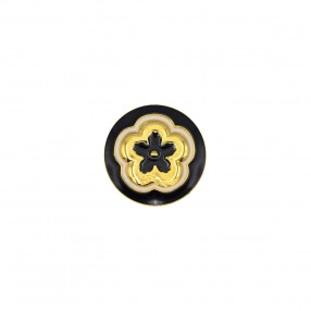 FLOWER METAL BUTTON - GOLD WITH BLACK EPOXY