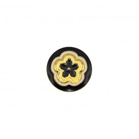 FLOWER METAL BUTTON - GOLD WITH BLACK EPOXY