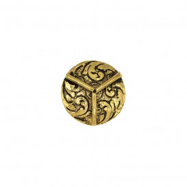 METAL SHANK BUTTON WITH DECORATIVE LEAF - GOLD